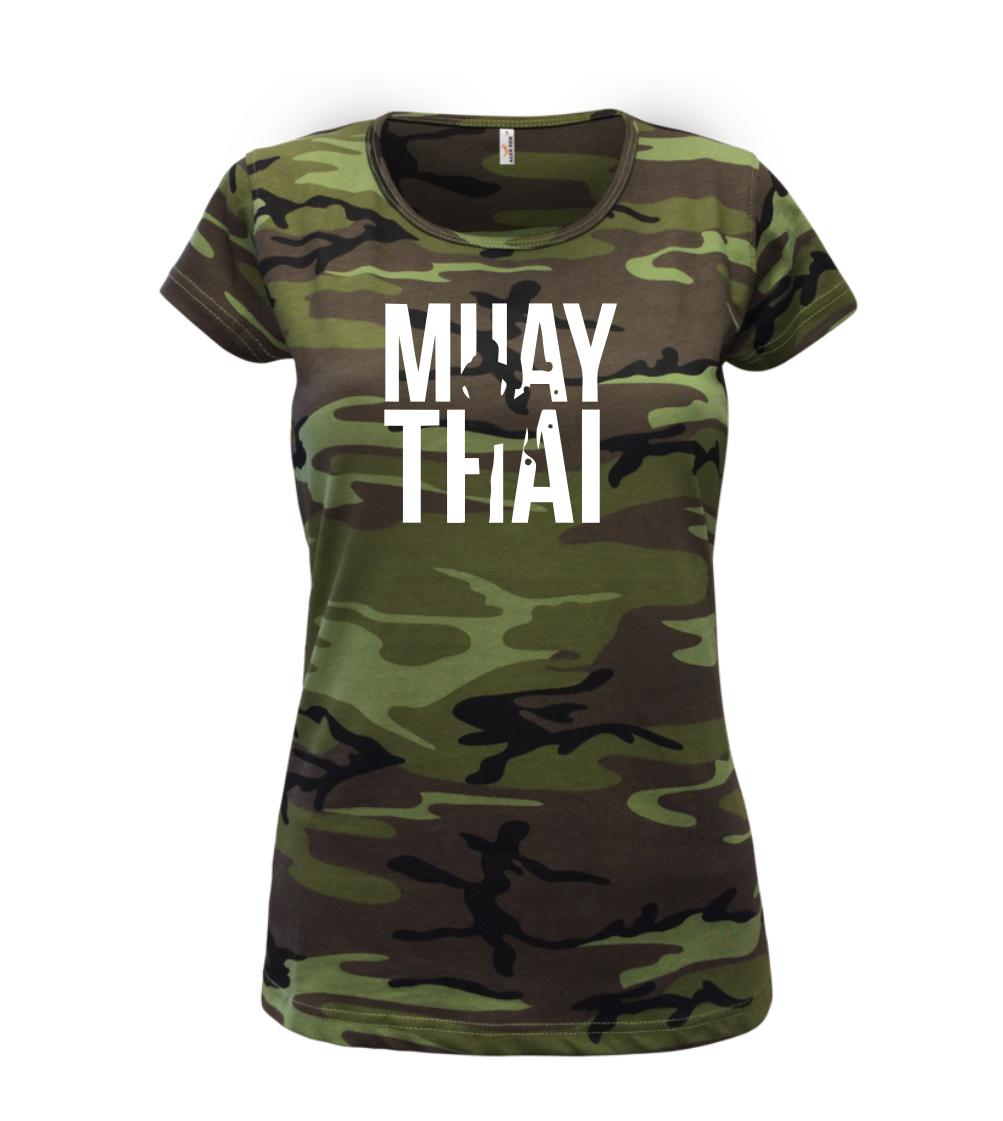 Nápis Muay Thai - Dámské maskáčové triko