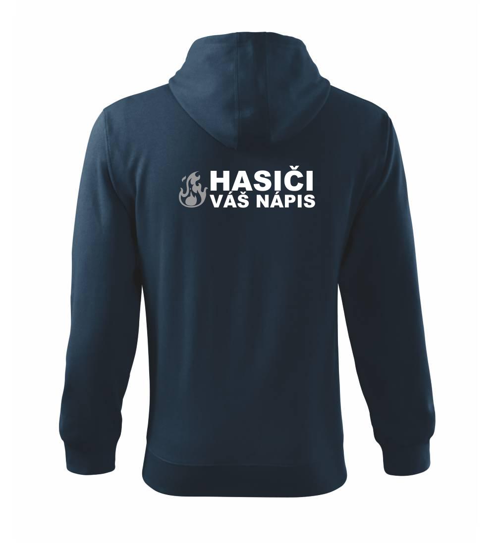 Hasiči REFLEXNÍ (oheň, Firesport, název sboru - vlastní nápis) - Mikina s kapucí na zip trendy zipper