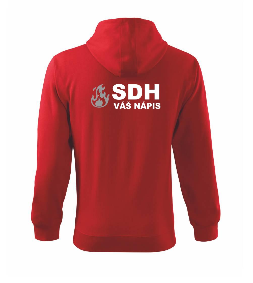 SDH REFLEXNÍ nápis (oheň, firesport, název sboru - vlastní nápis) - Mikina s kapucí na zip trendy zipper