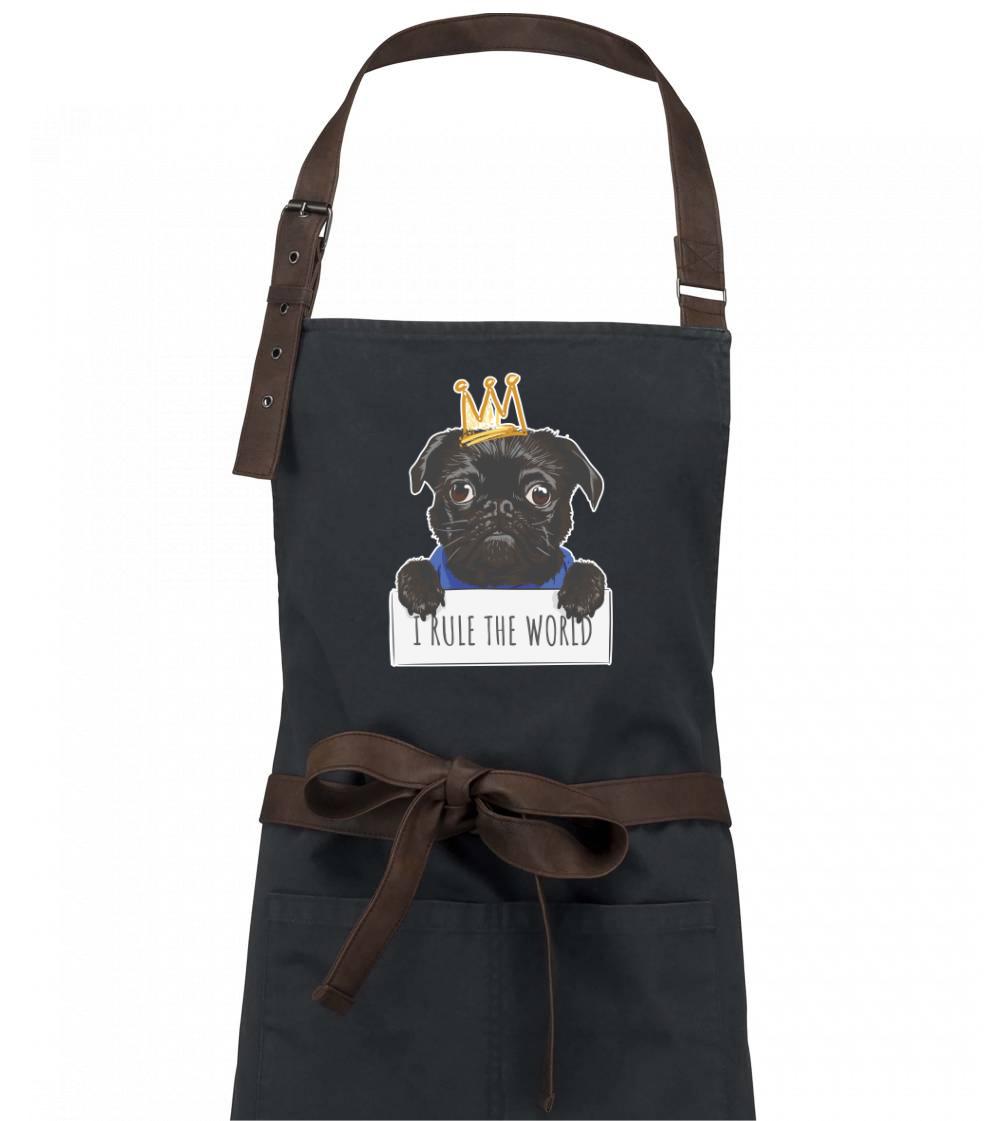Mops - I rule the world - Zástěra Vintage
