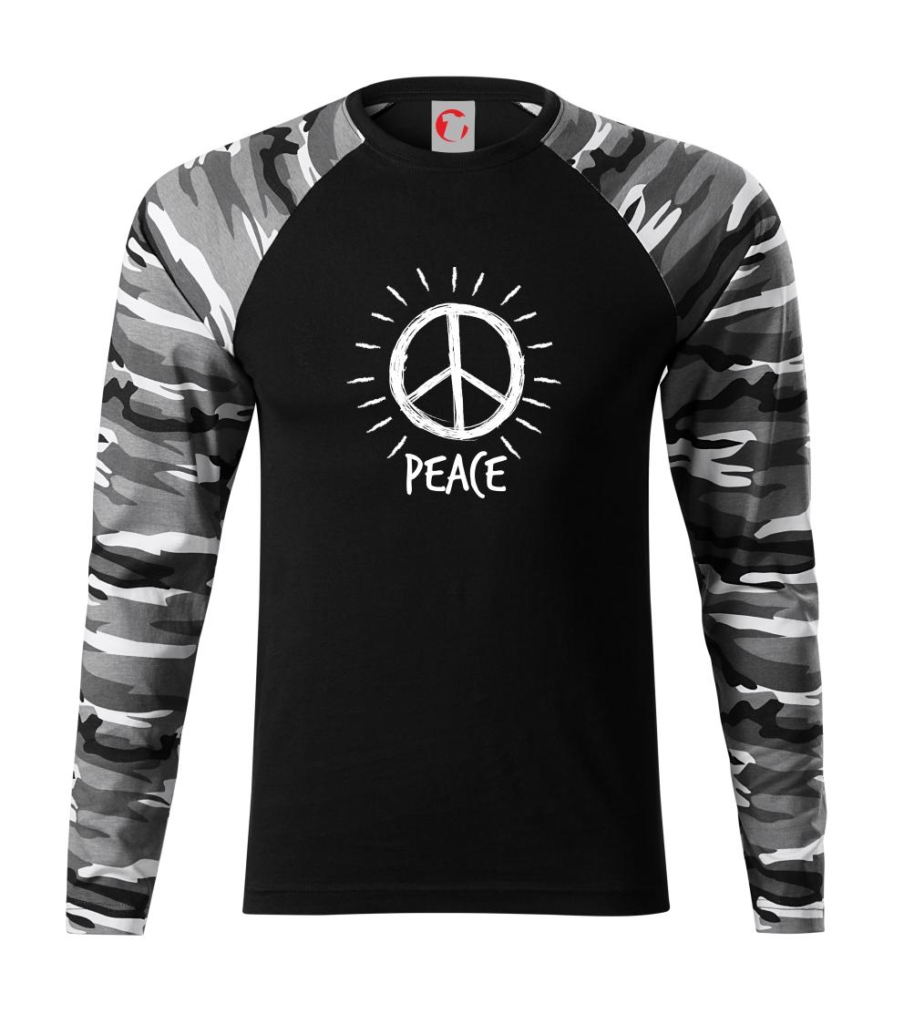 Peace symbol černobílý - Camouflage LS