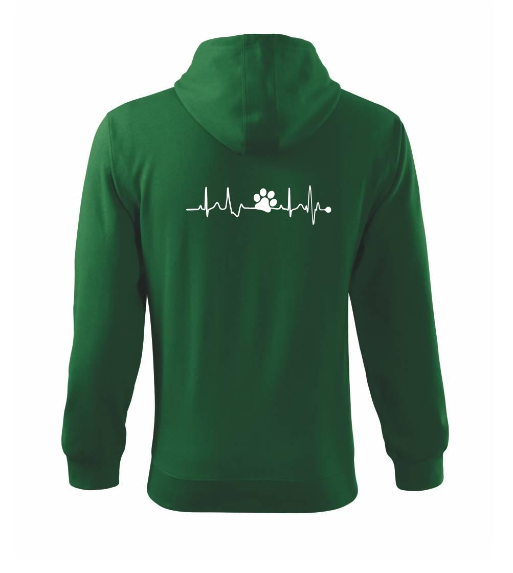 Ekg psí tlapka - Mikina s kapucí na zip trendy zipper
