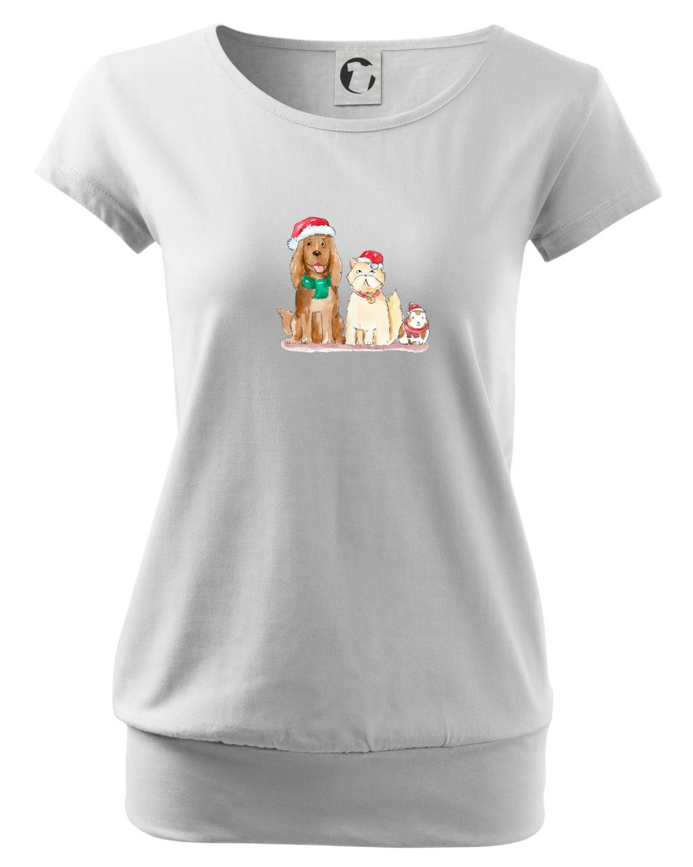 Veselé vánoce - pes, křeček a kočka - Volné triko city