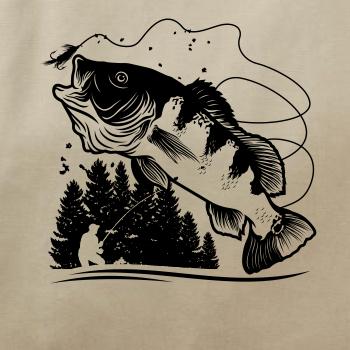 Rybář na břehu rybníka muškaří