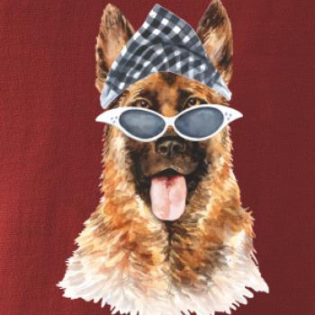 German shepherd se šátkem