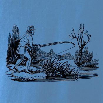 Kreslený rybář nahazující