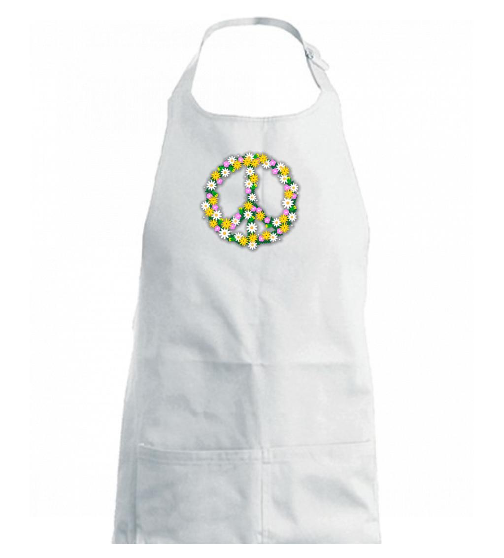 Peace symbol kopretiny - Dětská zástěra na vaření