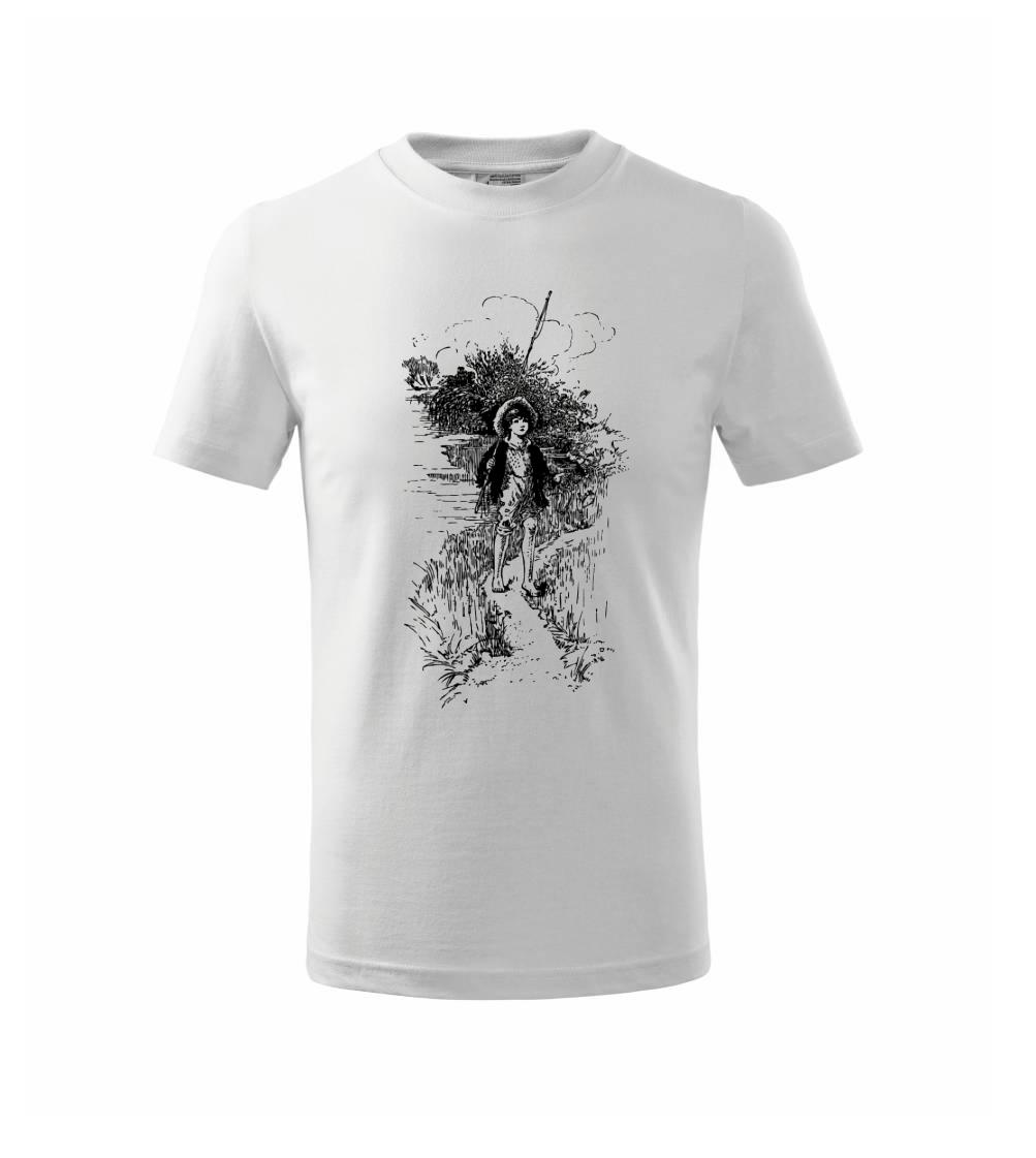 Kreslený kluk s prutem