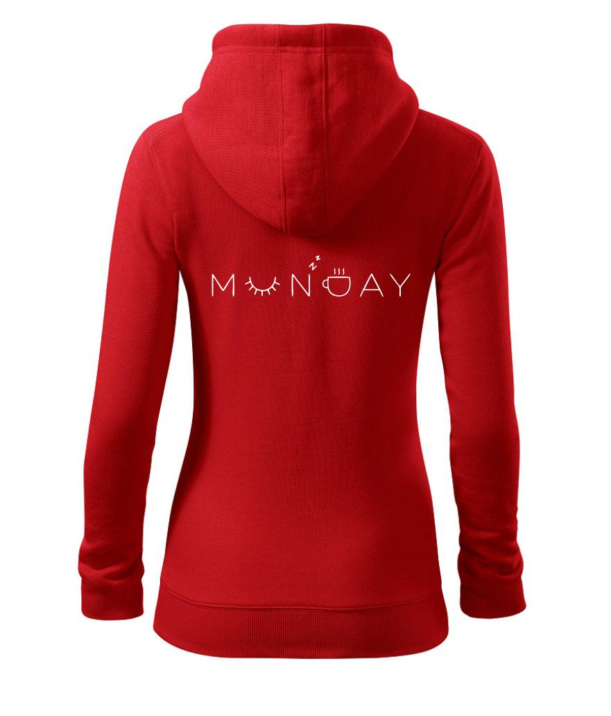 Monday nápis - Dámská mikina trendy zipper s kapucí