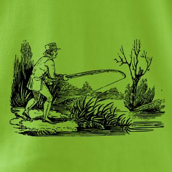 Kreslený rybář nahazující