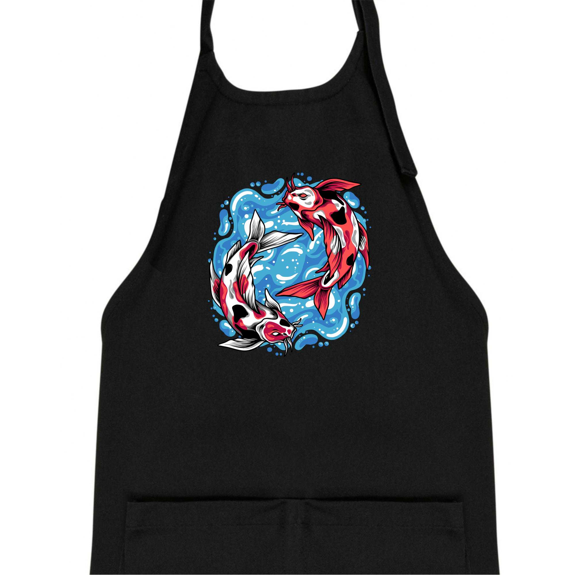 Yin & Yang Koi kapr - červený - Dětská zástěra na vaření