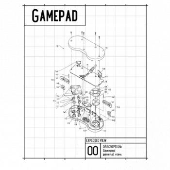 Nákres Gamepad rozebraný