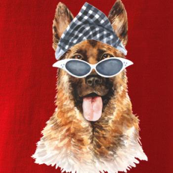 German shepherd se šátkem