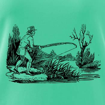 Kreslený rybář nahazující