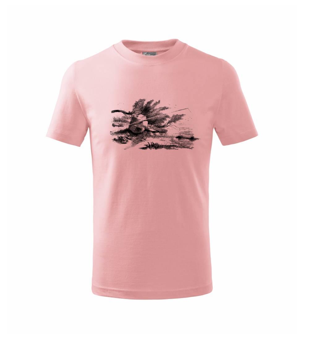 Kreslený prut opřený o kámen