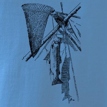 Kreslený podběrák a chycená ryba