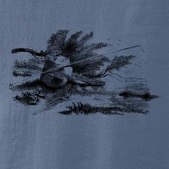 Kreslený prut opřený o kámen