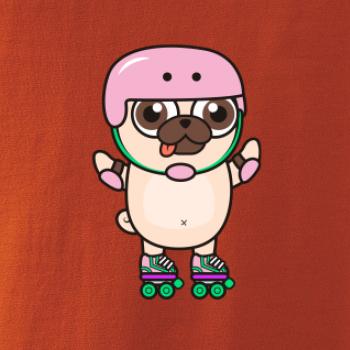 Mops a kolečkové brusle