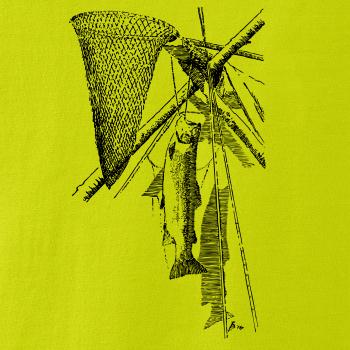 Kreslený podběrák a chycená ryba