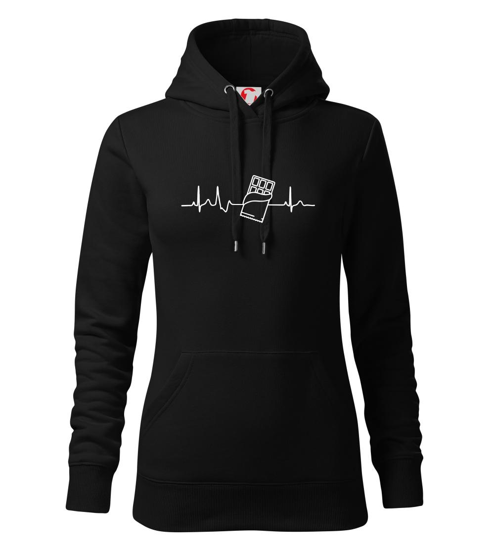 EKG čokoláda - Mikina dámská Cape s kapucí