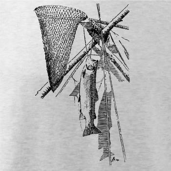 Kreslený podběrák a chycená ryba