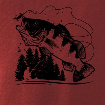 Rybář na břehu rybníka muškaří