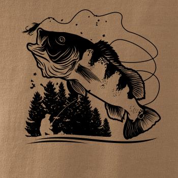 Rybář na břehu rybníka muškaří