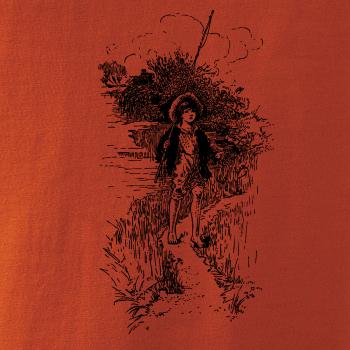 Kreslený kluk s prutem