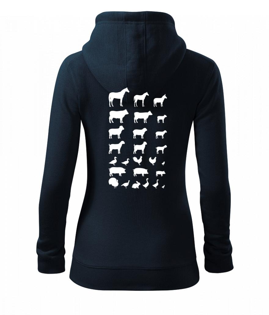 Zvířátka z vesnice - Dámská mikina trendy zipper s kapucí