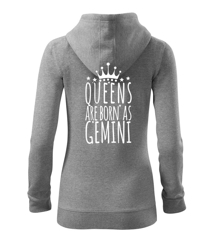 Queens are born as Gemini - Blíženci - Dámská mikina trendy zipper s kapucí