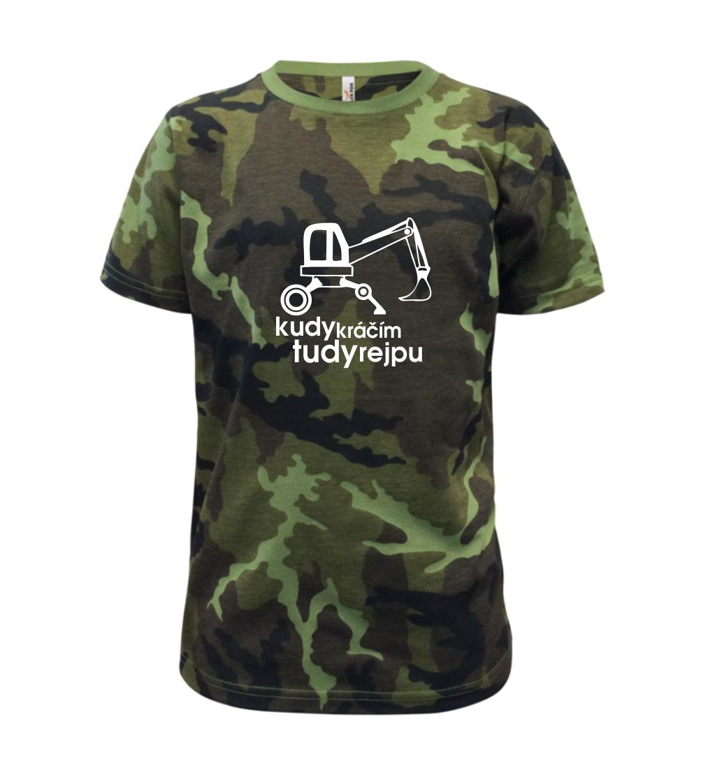 Kudy kráčím tudy rejpu - kráčivý bagr - Dětské maskáčové triko