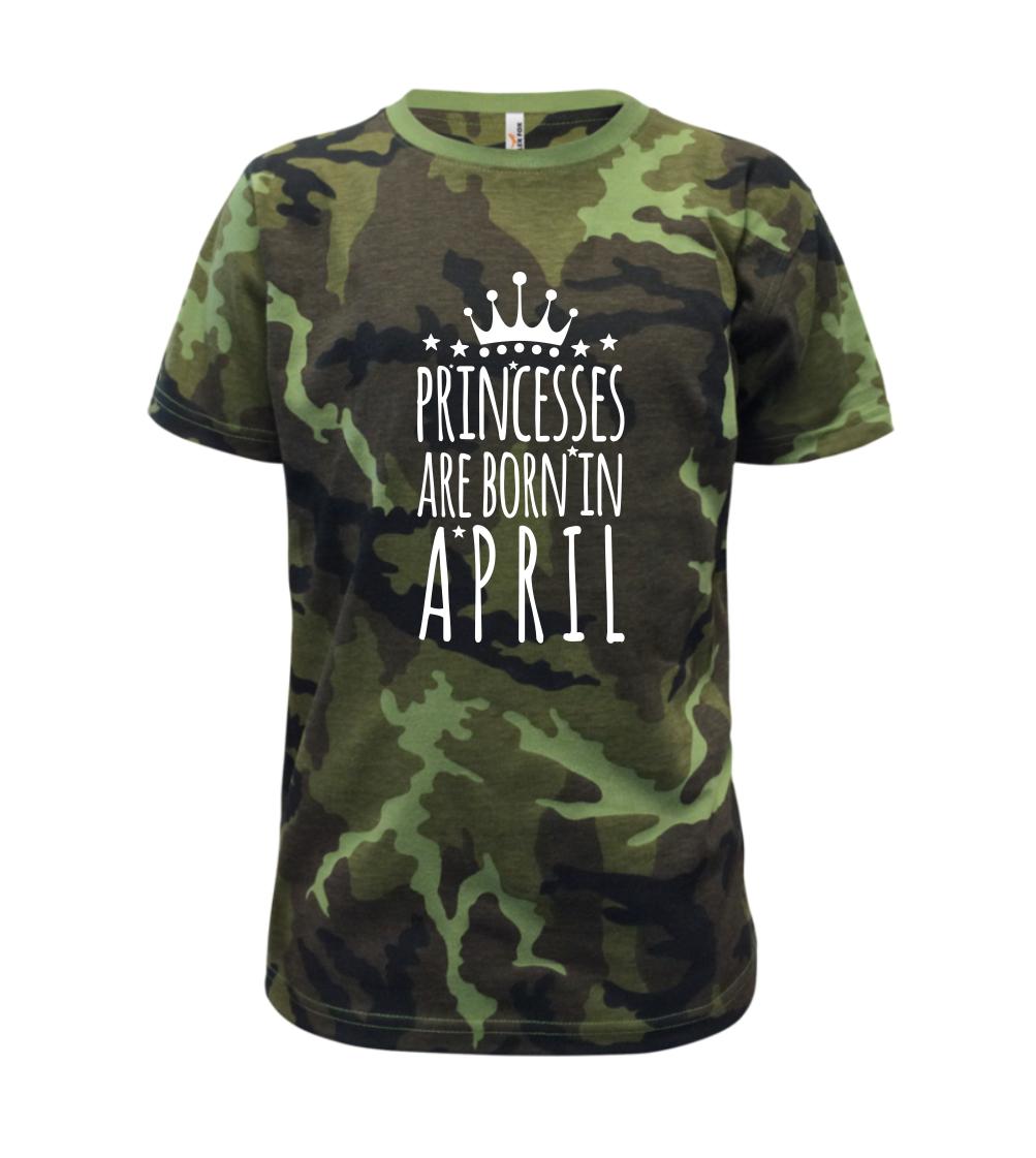 Princesses are born in April - Dětské maskáčové triko