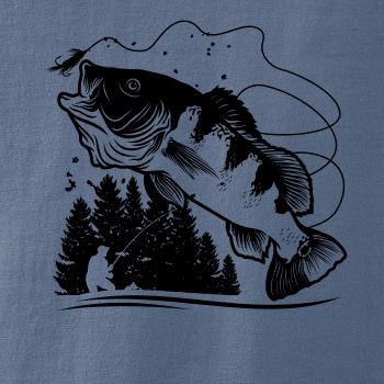 Rybář na břehu rybníka muškaří