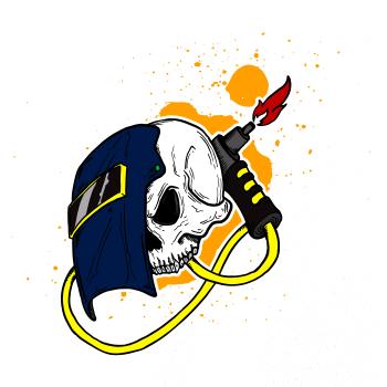 Svářeč - kreslená lebka