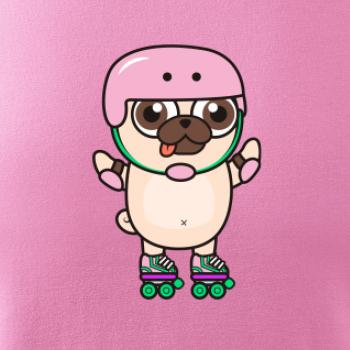 Mops a kolečkové brusle