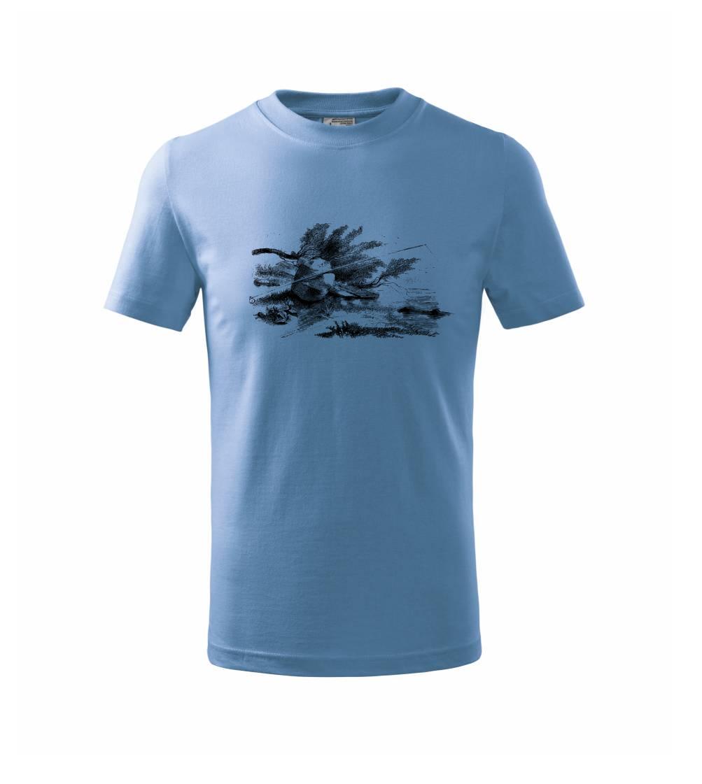 Kreslený prut opřený o kámen