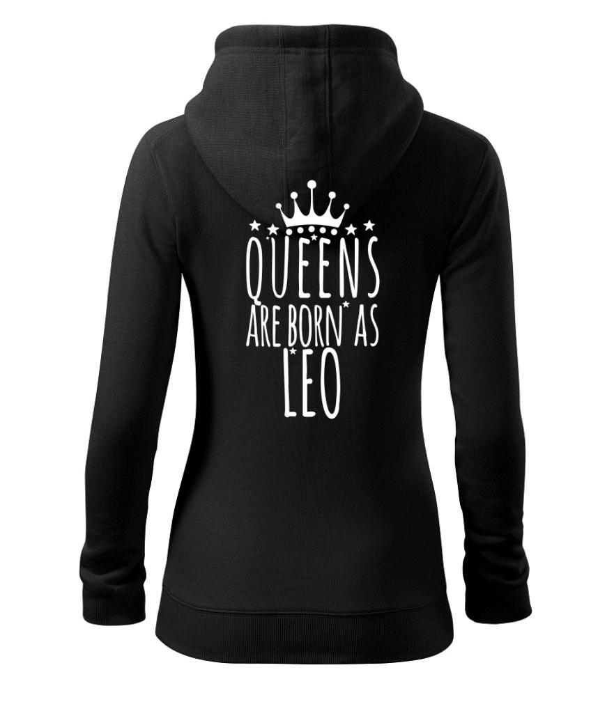 Queens are born as Leo - Lev - Dámská mikina trendy zipper s kapucí