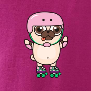 Mops a kolečkové brusle