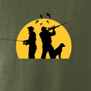 Lovec při západu slunce