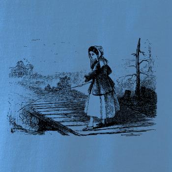 Kreslená dívka na rybách