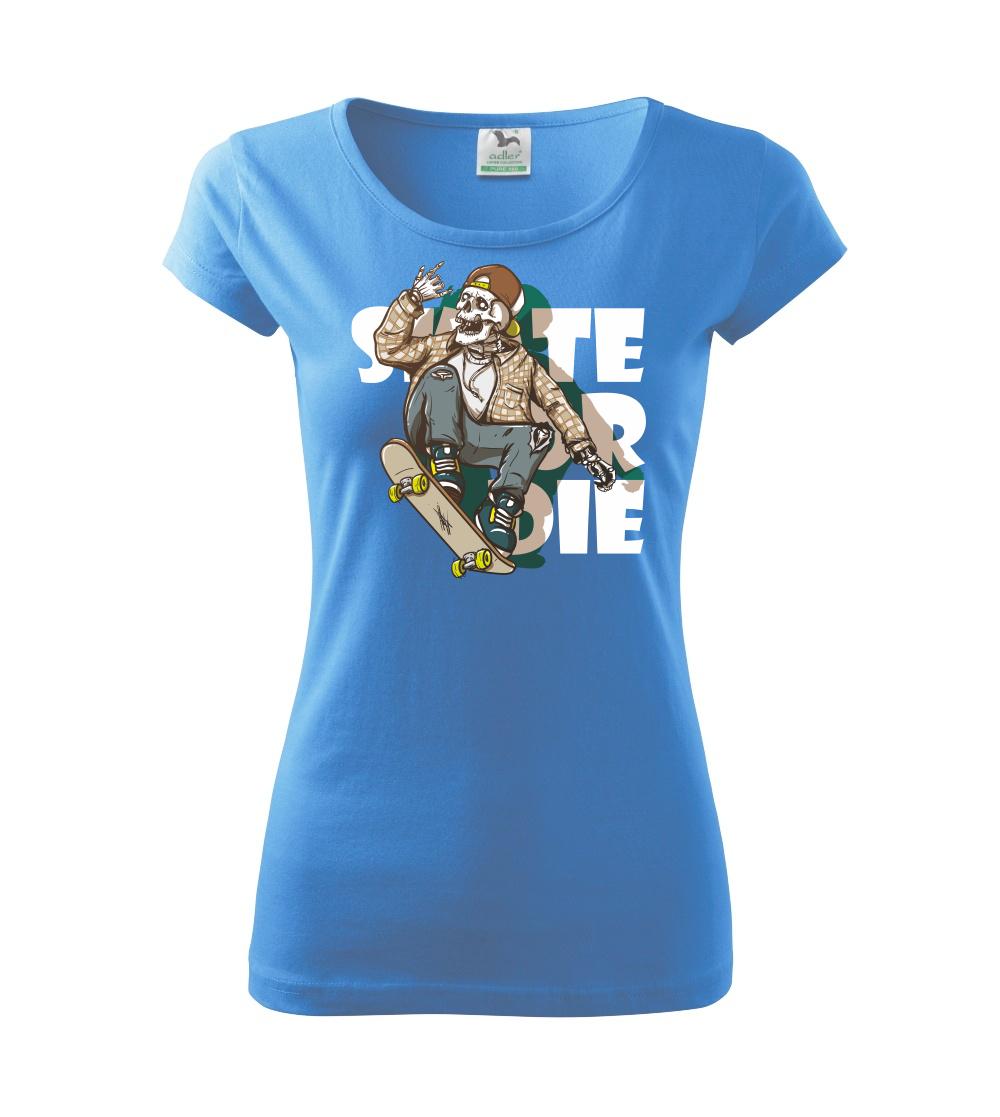 Skull riding skateboard