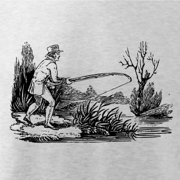 Kreslený rybář nahazující