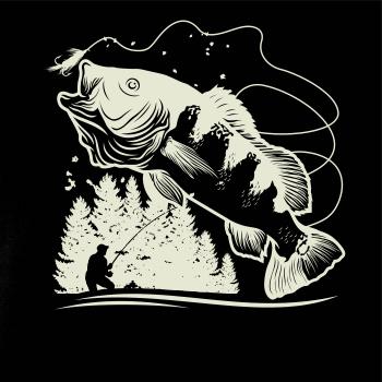 Rybář na břehu rybníka muškaří