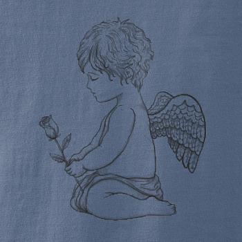 Andílek kresleny s růží