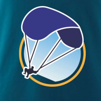 Paragliding modrý padák v kolečku