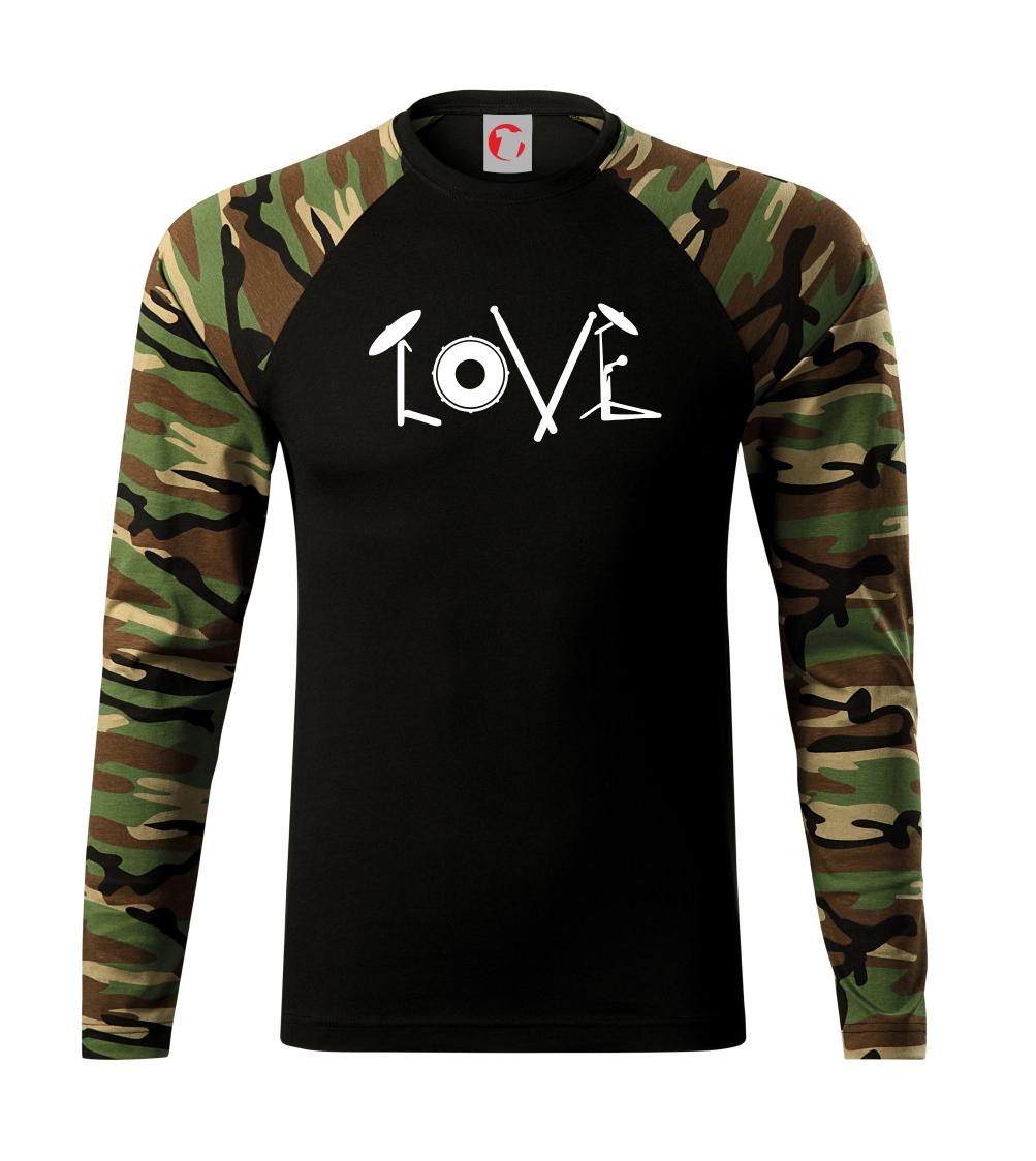 Love bubeník nápis - Camouflage LS
