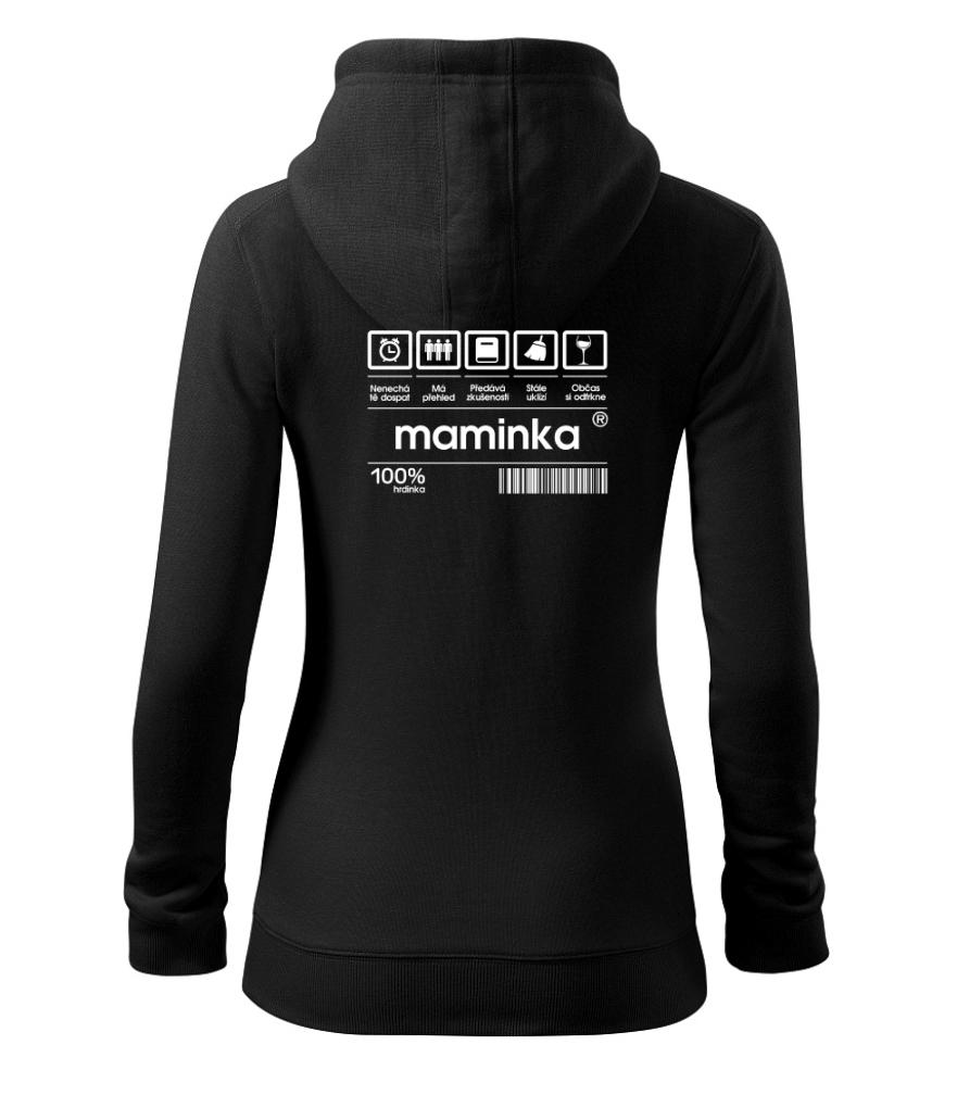 Čárový kód - Maminka - Dámská mikina trendy zipper s kapucí