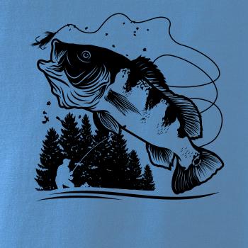 Rybář na břehu rybníka muškaří