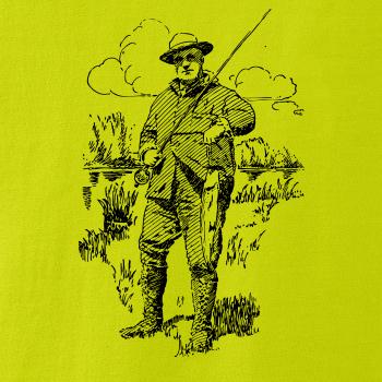 Kreslený rybář s úlovkem