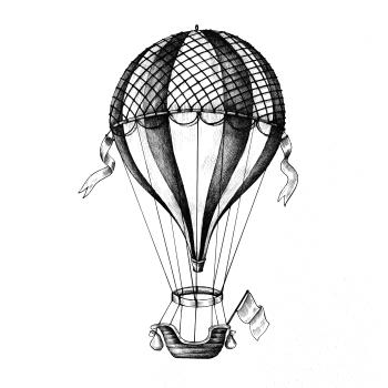 Horkovzdušný balón  kreslený Horkovzdušný balón  kreslený